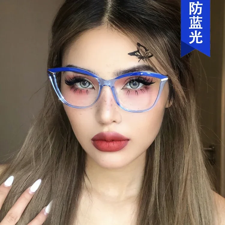 موضة TR90 ريترو عين القط مكافحة نظارات الضوء الأزرق إطار المرأة الضوء الأزرق حجب نظارات نظارات جديدة إطار خفيف للغاية