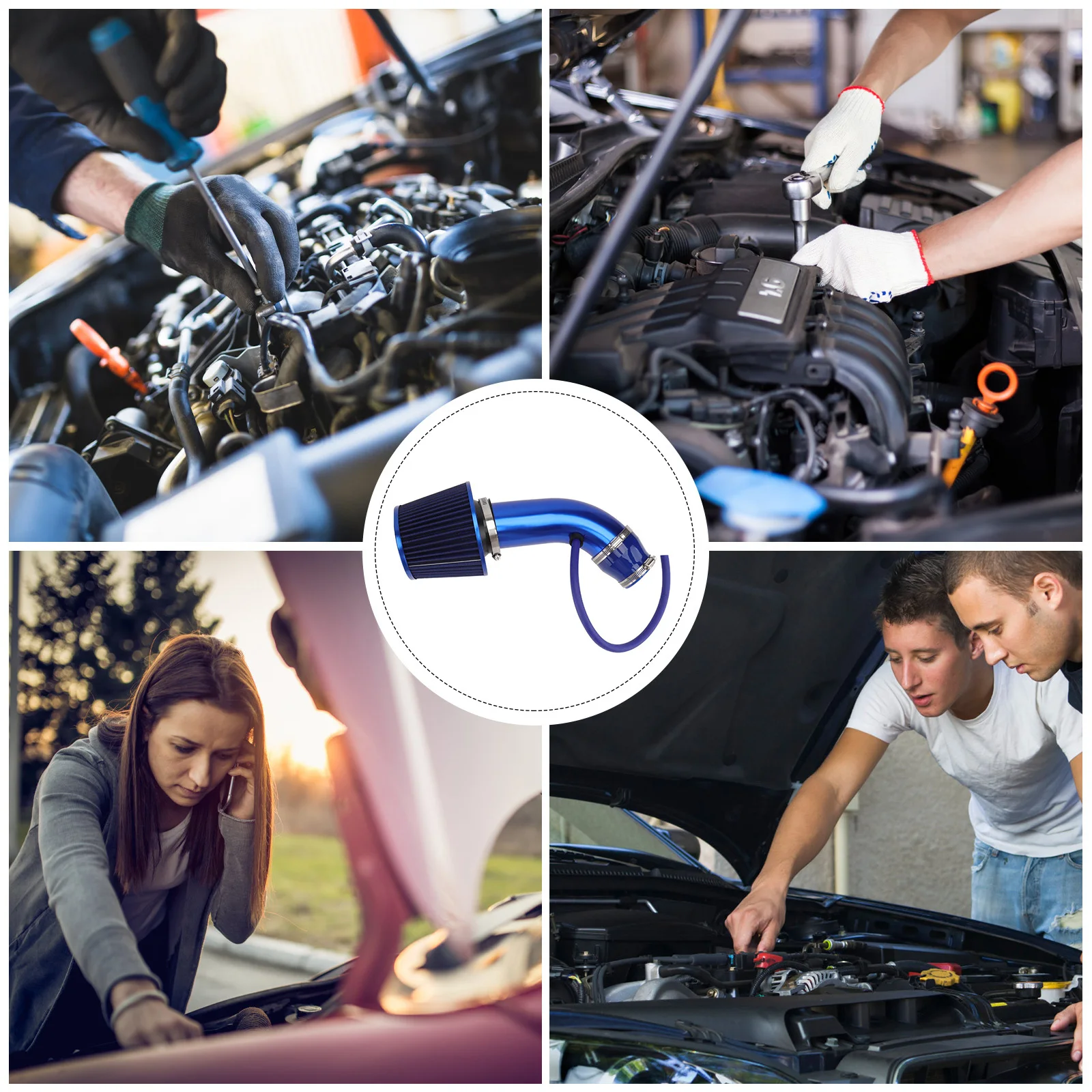 

Универсальный комплект впускной грибовидной головки 76 мм, синяя система высокого фильтра для замены двигателя автомобиля, прочный холодный воздух