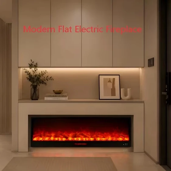 Modern LED Electric Fireplace Heater High Quality Wood Steel Wall Mounted Easy Flame Effect Insert For Indoor Decorative Element