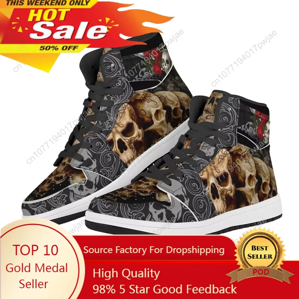 Gothnic Punk Skull Men Shoes Customized Sneakers Male Basketball Shoes High Top Vulcanized Shoe Zapatillas De Mujer