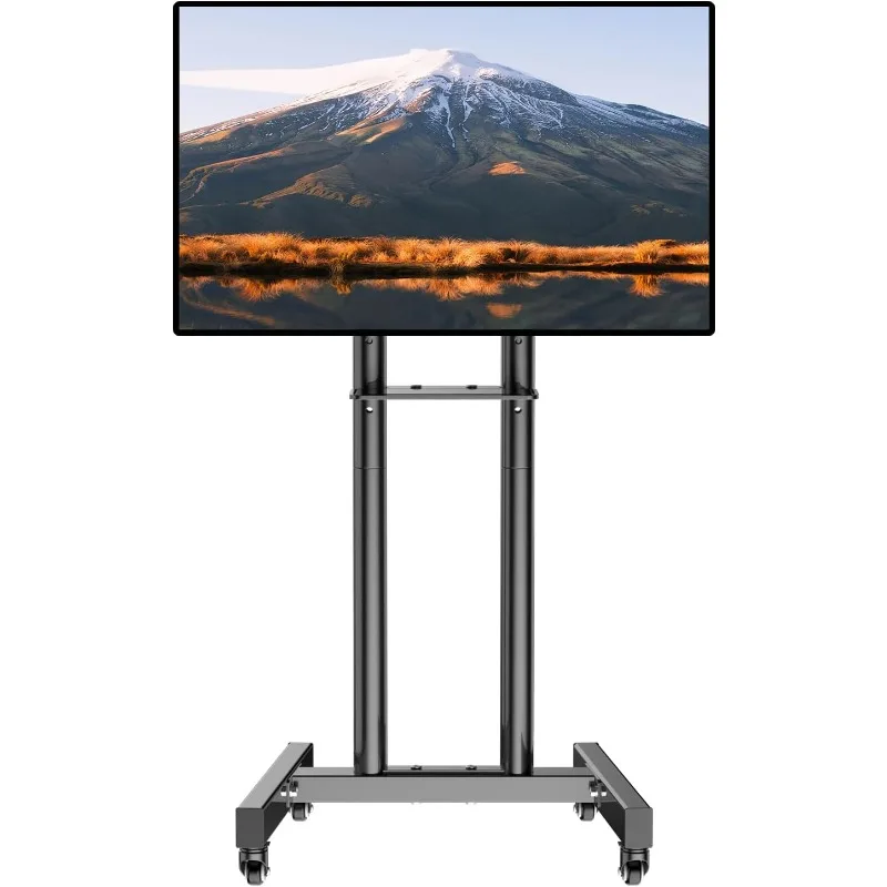 Mobile TV Cart for 26-60 Inch LCD LED OLED 4K Smart Flat and Curved Panels, Rolling Floor Stand with Laptop DVD Shelf