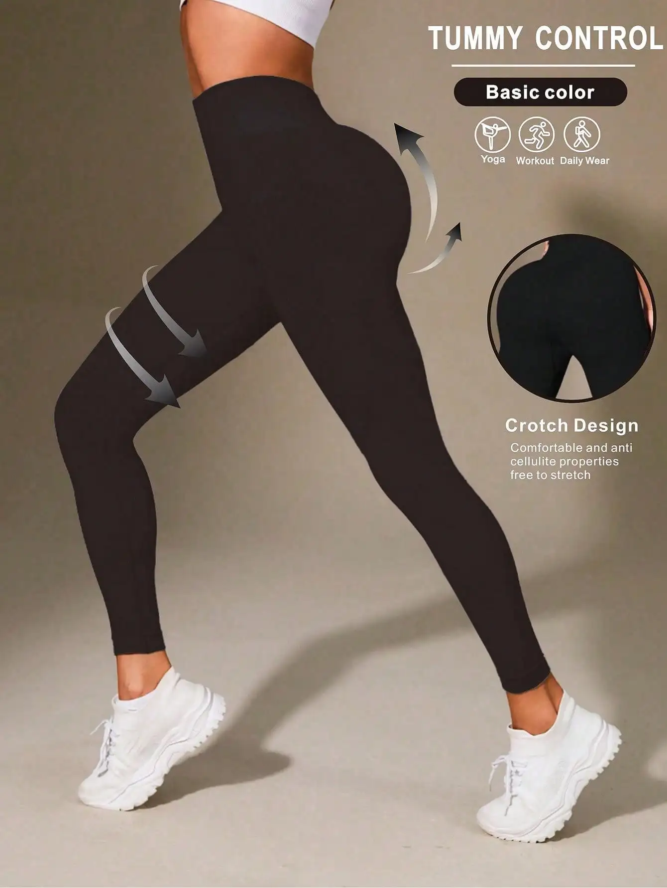 Womens High Waist Tummy Control Leggings Ruched Butt Lift Yoga Pants Workout Tights