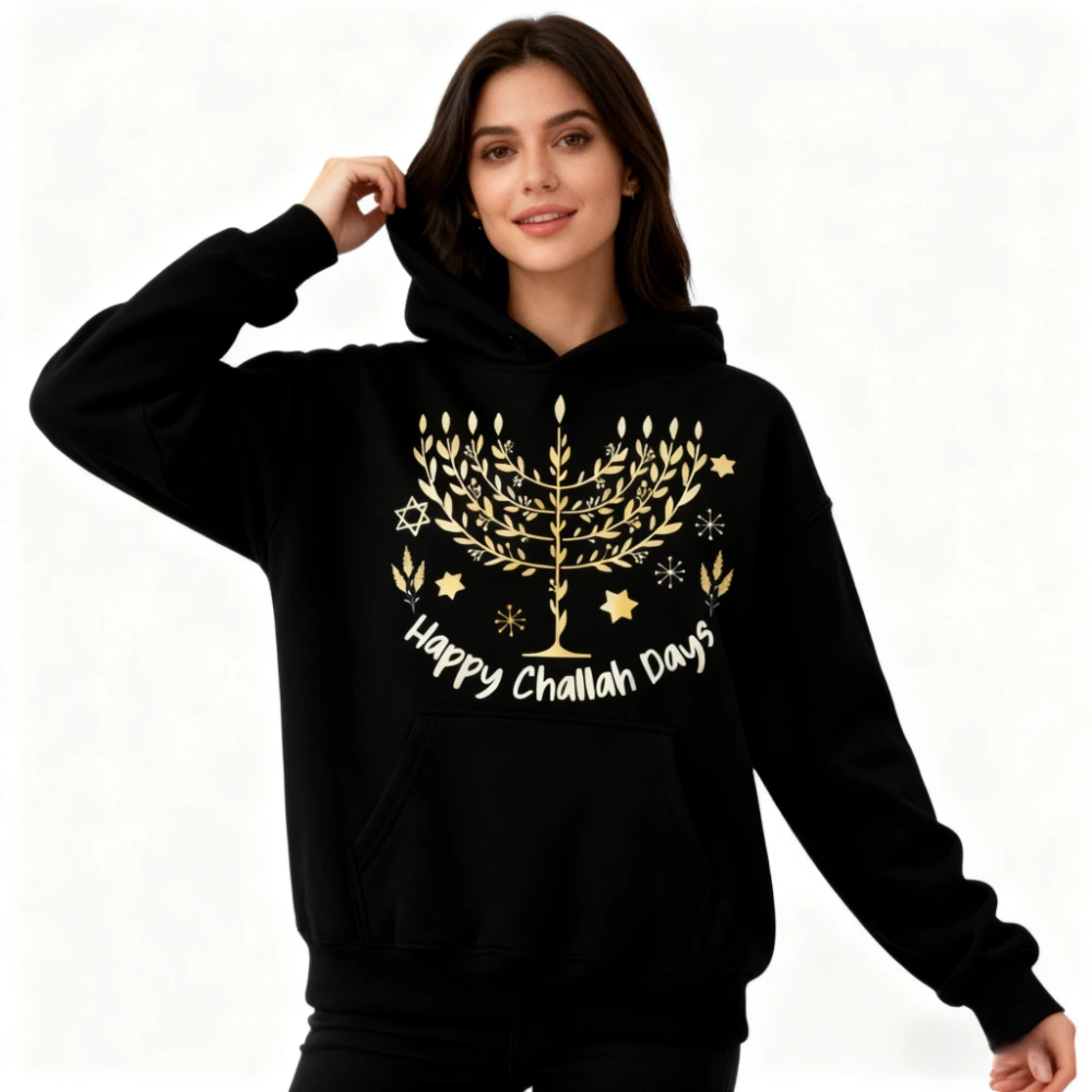 

Толстовка Happy Challah Days Chanuka Menora, еврейские праздничные толстовки для мужчин и женщин, креативные праздничные костюмы с принтом канделябры