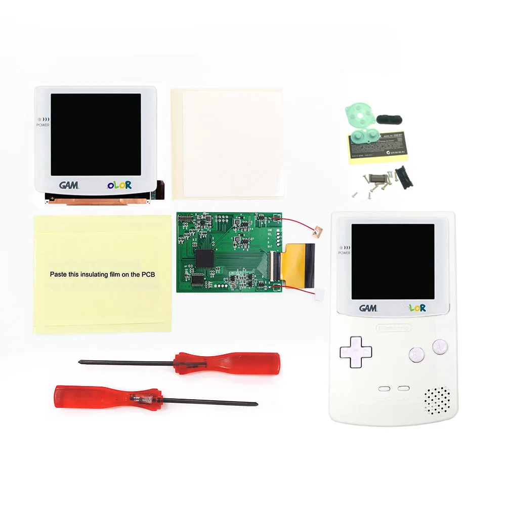 

White lens White Button Pre-cut shell V5 OSD GBC RETRO PIXEL IPS LCD V5 Laminated Backlight Color Model Kit For GameBoy Color