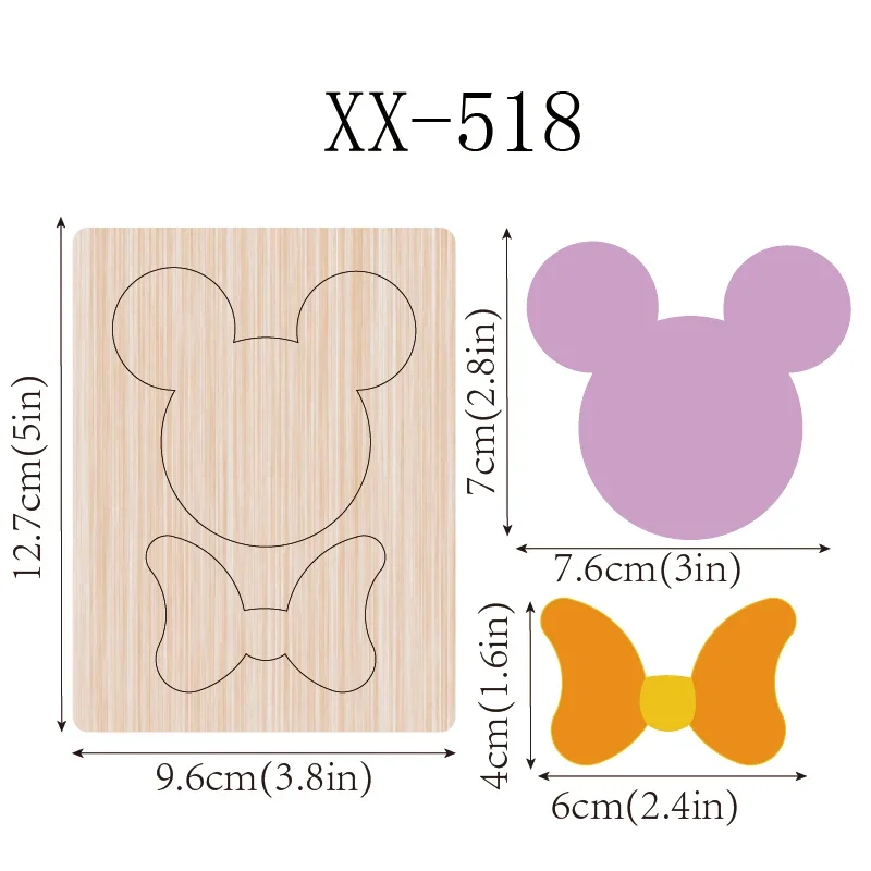 3in Bear cat Nurture love Scrapbook Wooden Cutting Dies for Christmas, Suitable for Most Machines, 2.5 Different Sizes, 1 Pc