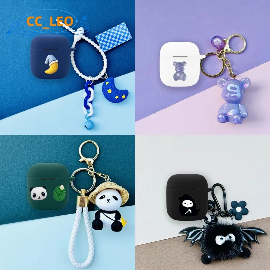 For OPPO Enco Buds3 Case Cute Piggy Panda Keychain Pendant Cartoon Silicone Soft Case OPPO Enco Buds3 Protective Sleeve