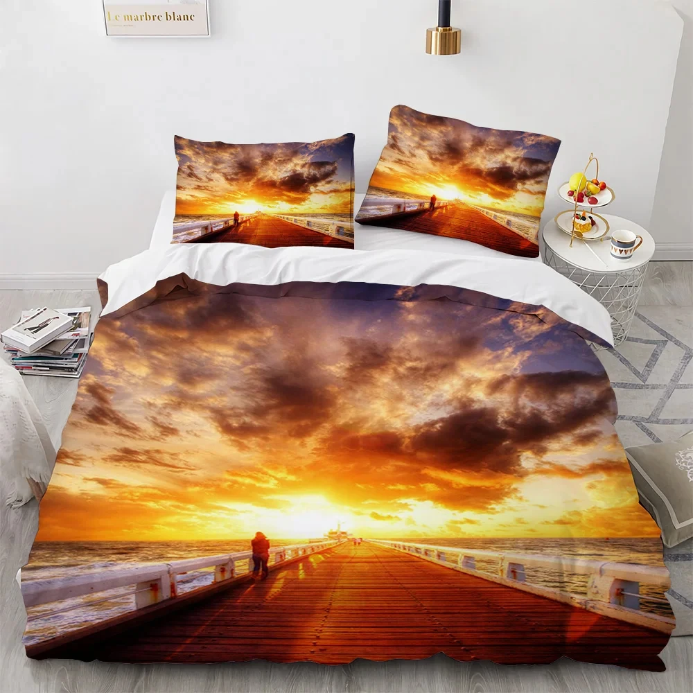 Natural Scenery Duvet Cover Twin Queen Size Landscape Bedding Set Pastoral Countryside Style Comforter Cover for Boys Girls Room