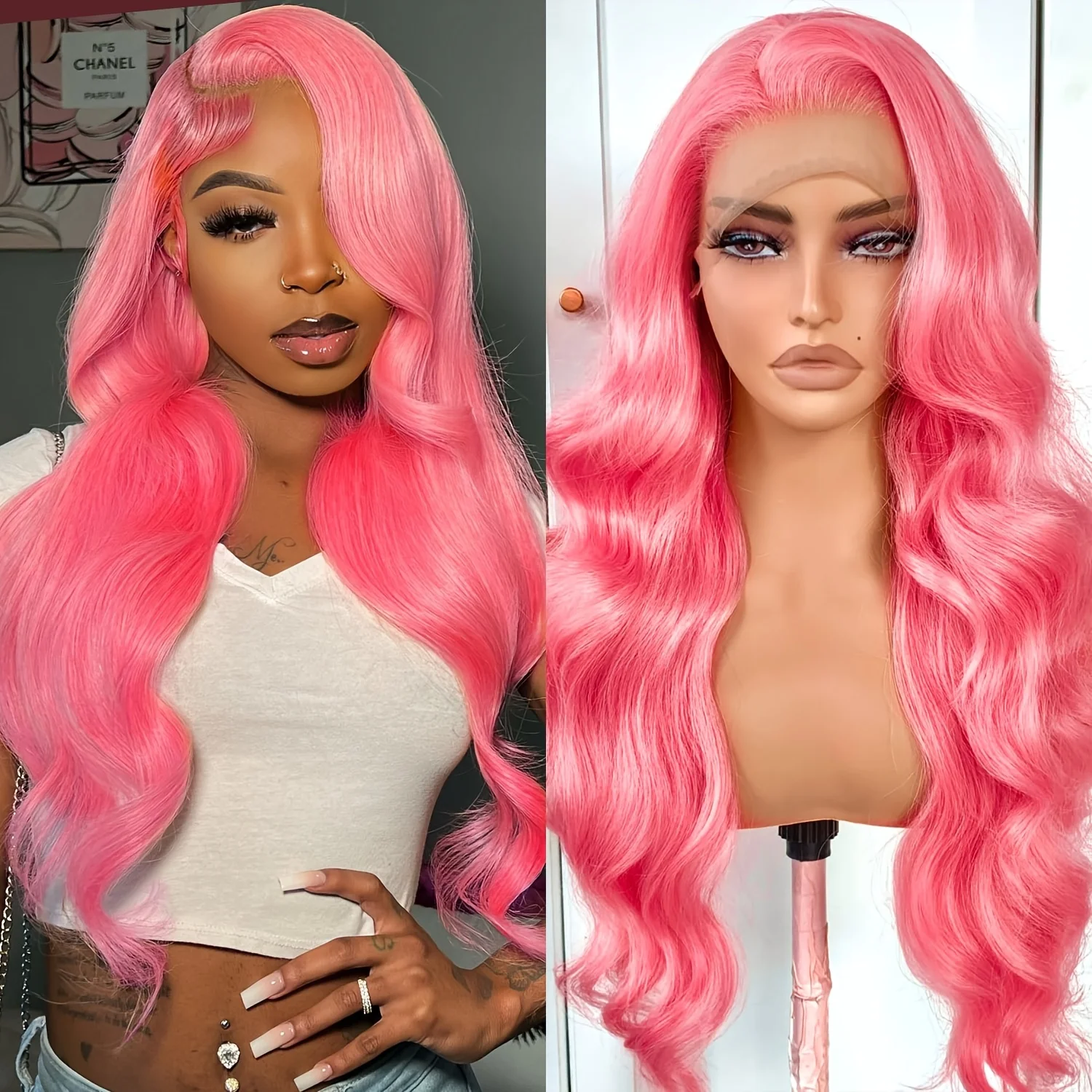 200% Density 13x4 Hd Lace Frontal Wigs Loose Body Wave Wig 13x6 Hd Frontal Wig Pink Human Hair Wig Colored Human Hair Wig