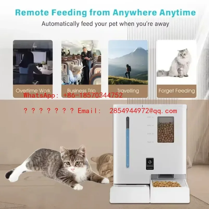 L       Automatic Cat Dog Feeder 2 in 1 Cat Water Fountain with Cam Smart Pet Fountain Cat Dog Feeder Pet Products