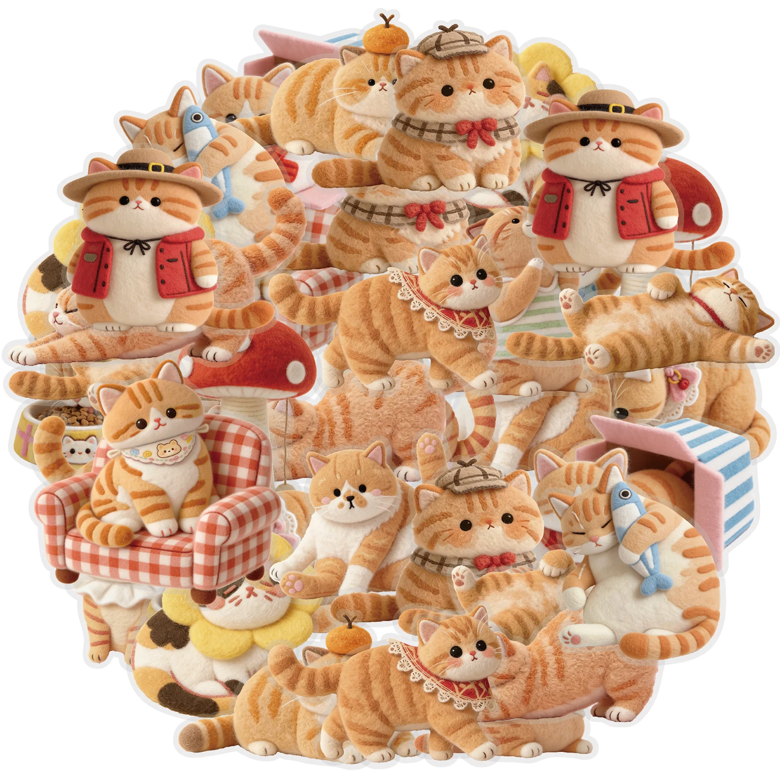 Etori Life 15Pcs Home Play Style Chubby Orange Cat Pet Stickers for Phone Cases, Stationery, and Handmade Decorations, Suitable for Photo Albums, Laptops, Phone Backs, Handbags, Notepads, Household Ledgers, Pencil Cases, Pen Holders, Postcards and Envelopes, Helmets, Bicycles, Handmade Scrapbook Supplies, Office Decoration Accessories, Room Decoration, Cute Aesthetics, School Supplies, Back-To-School Season