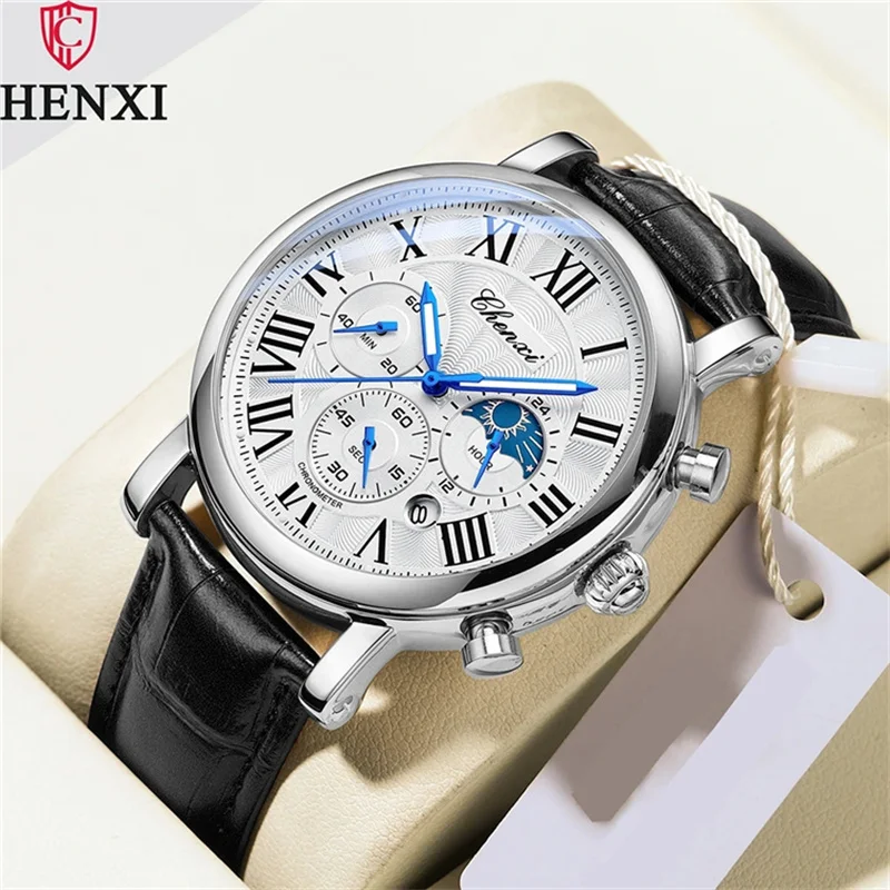 CHENXI 973 Top Brand Men Watches Waterproof Luminous Luxury Leather Casual Sports Quartz Wristwatch Military Male Watch For Men