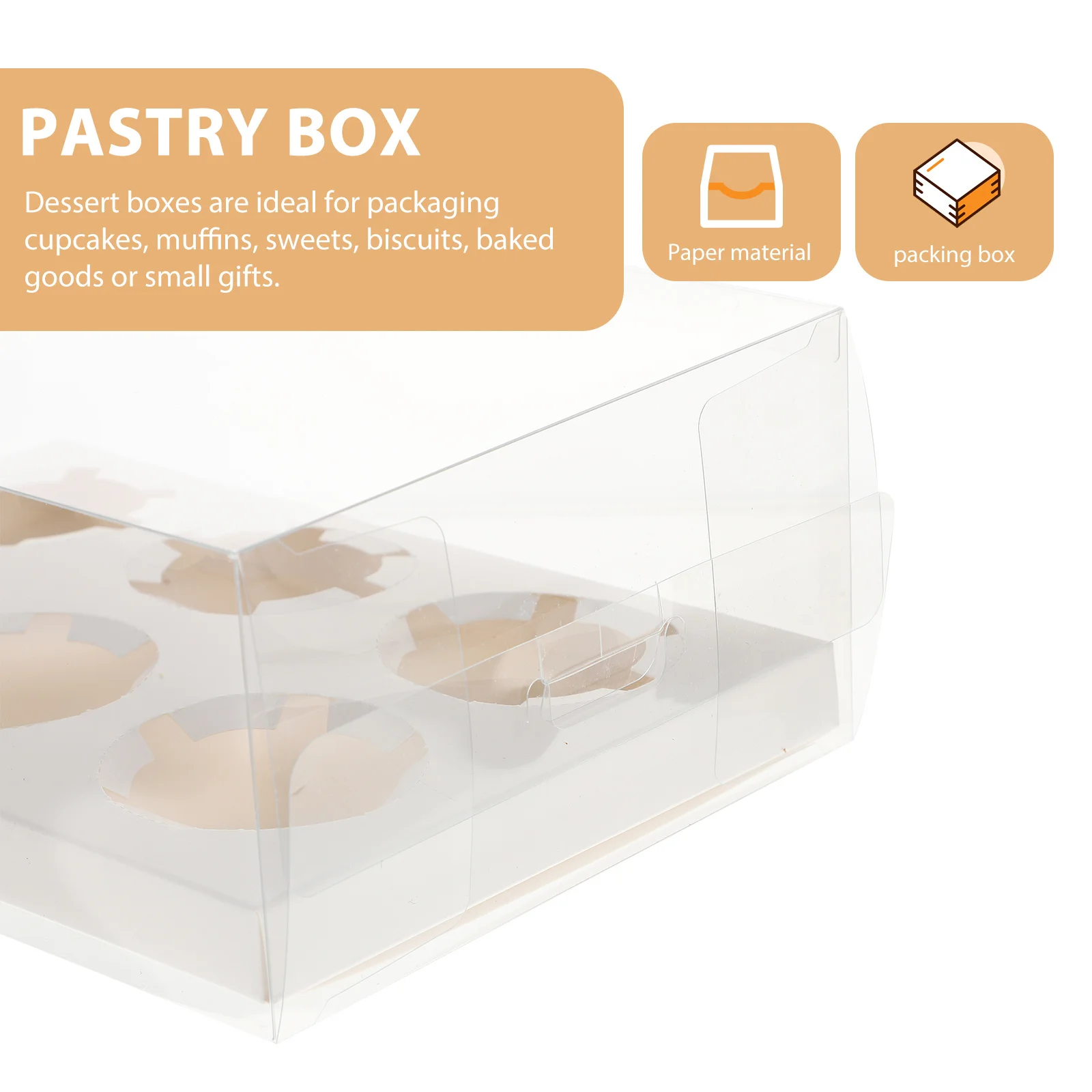 

6pcs Transparent Cake Packaging Boxes Food Grade Waterproof Oil Proof For Bakery Dessert Festival Cupcake Containers Muffin