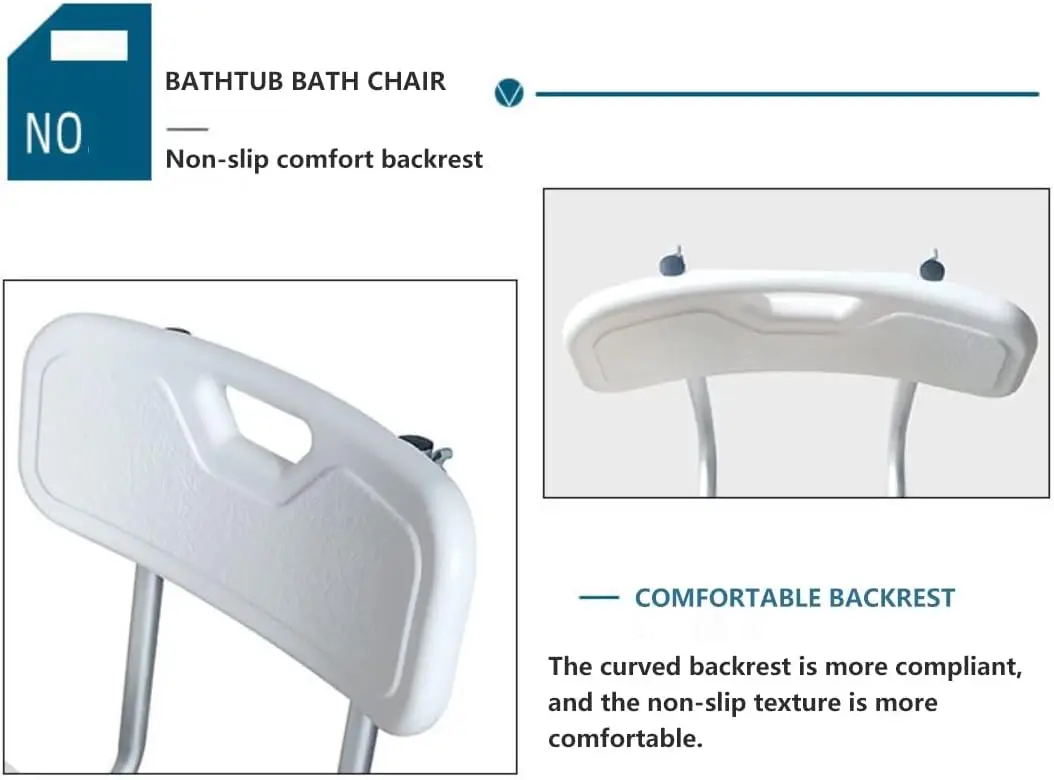 Suspended Shower Stool Bath Chair for Elderly, Aluminium Handicap Tub Shower Seats for Adults, with Back