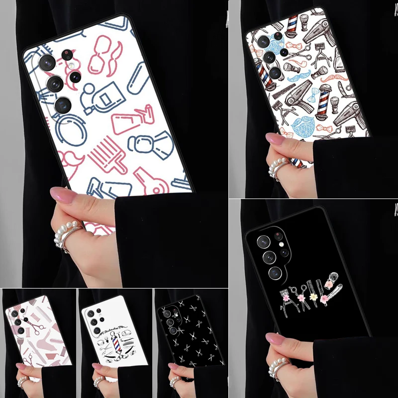 Barber Scissors Hairstylist Salon Phone Case For Samsung Galaxy S25 S24FE S23 S22 S21FE S20 S10 Plus Ultra Note20 10Pro Cover