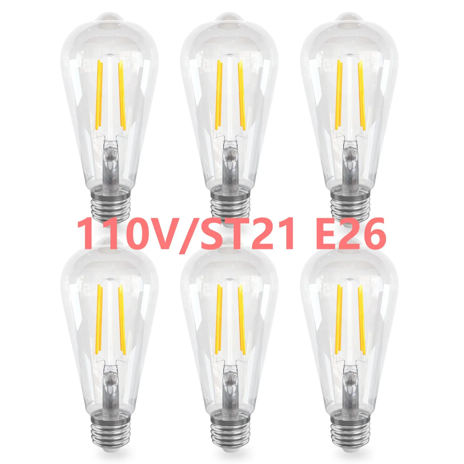 

E26 LED ST64 Vintage Light Bulbs AC110V 2700K 5000K 6W 700lm Vintage Light Bulb 6 Pack Ceiling Lamp Living Room Light Fixture