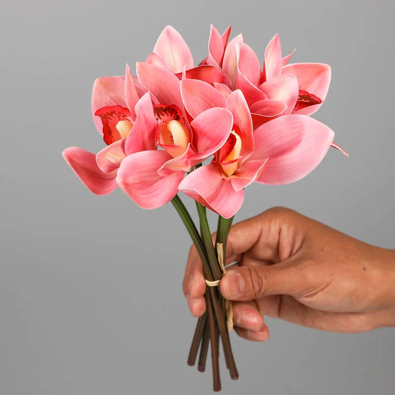 Real Touch Artificial flower Orchid Bunch For Home party Decoration Peony Wedding Bride Holding flowers Simulation  flowers