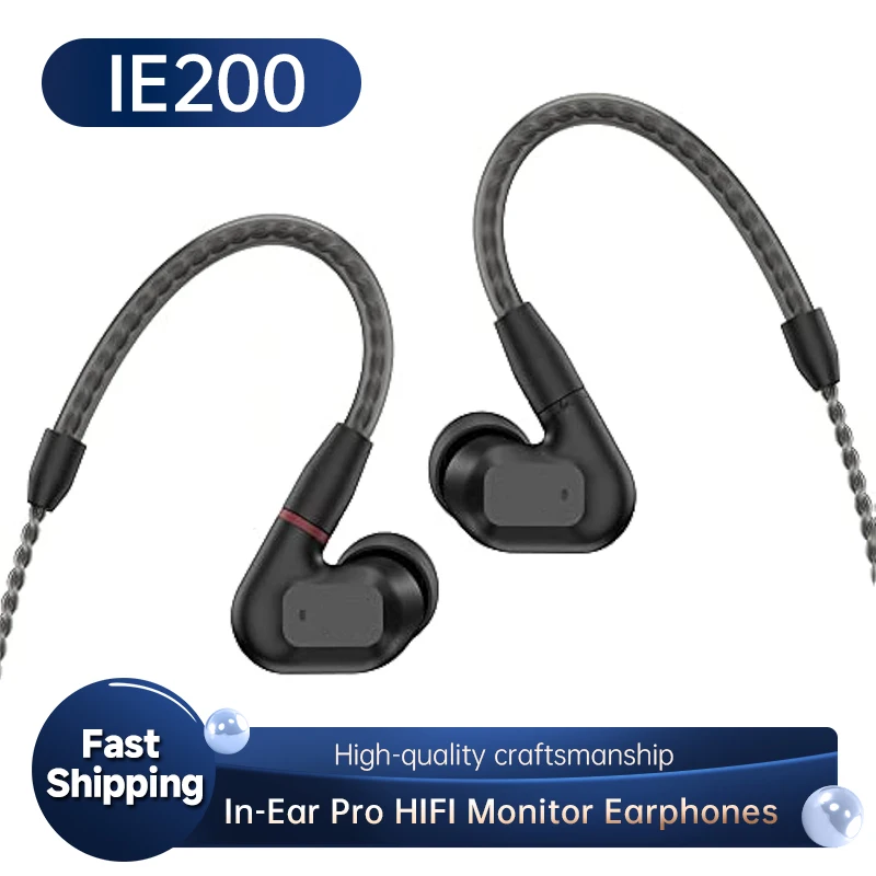 IE200 Wired Headset in-Ear Stage Monitor Headphone Dual Magnetic Dynamic Unit Earphone Shock Bass Earbuds with  Detachable Cable