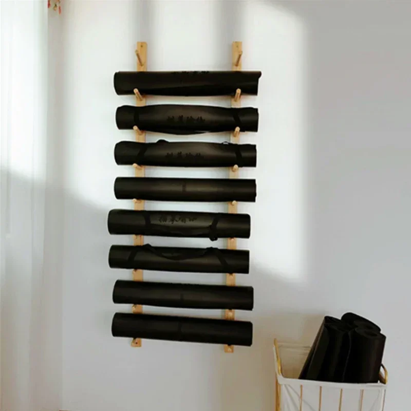 Imagem -03 - Rack de Armazenamento de Madeira Maciça para Home Organização Wall Hanger Prateleiras de Luxo Leve Yoga Mat Minimalista