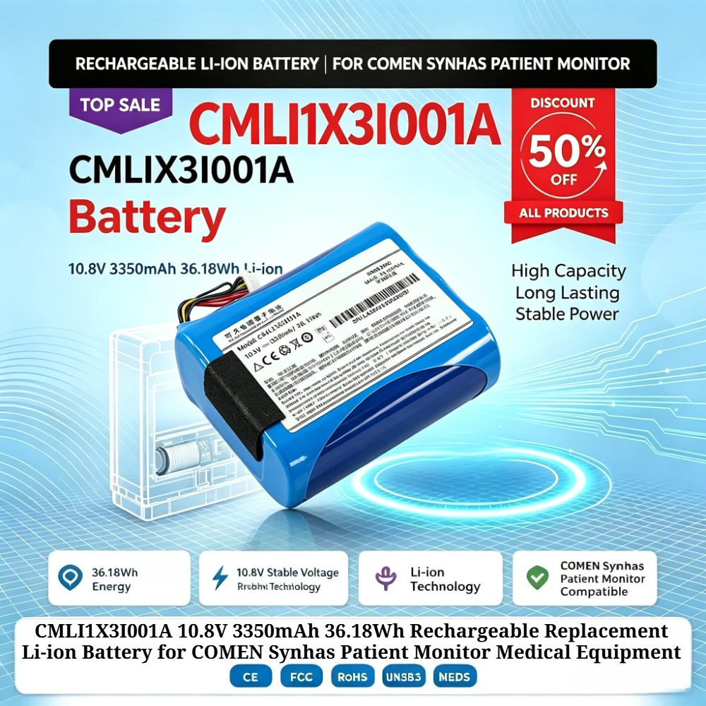 CMLI1X3I001A 10.8V 3350mAh 36.18Wh Rechargeable Replacement Li-ion Battery for COMEN Synhas Patient Monitor Medical Equipment
