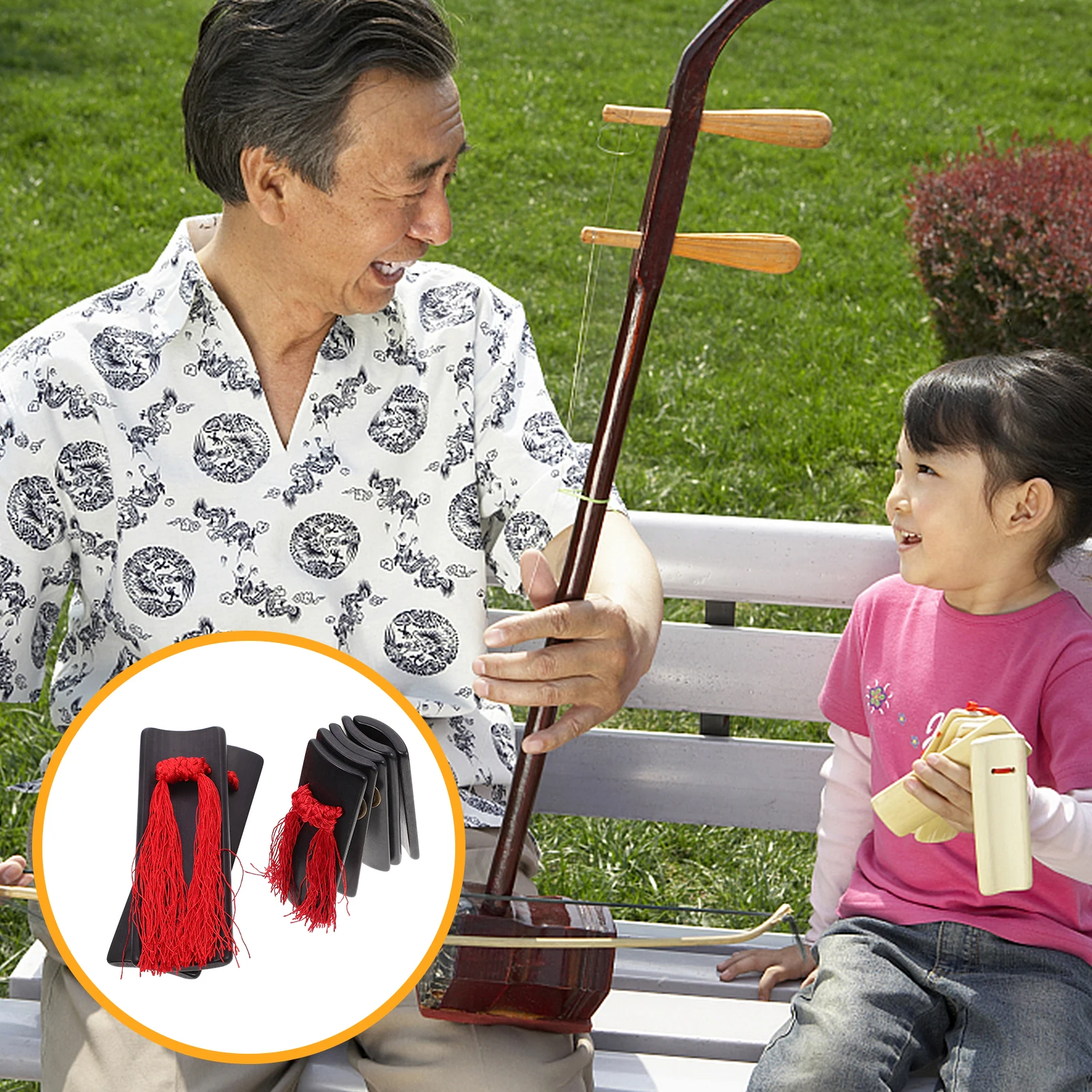 

1Set Premium Chinese Kuaiban Clappers Bamboo Handheld Castanets Black Smooth Polished Storage Bag Included Traditional Kuaiban