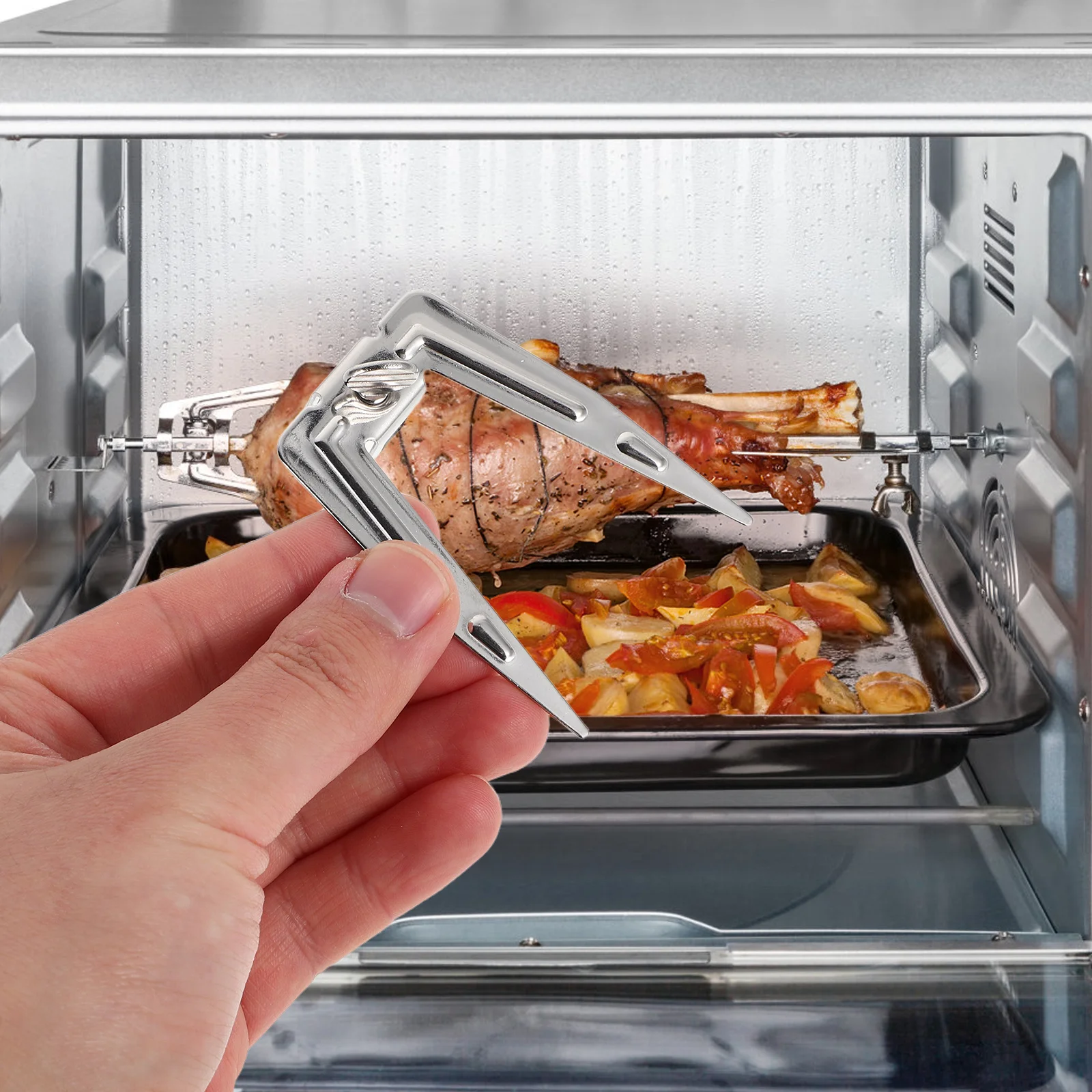 2 قطعة شوك مشواة من الفولاذ المقاوم للصدأ دوارة شواية دجاج شواء فرن شوك الطبخ للتخييم في الهواء الطلق نزهة اللحوم #5