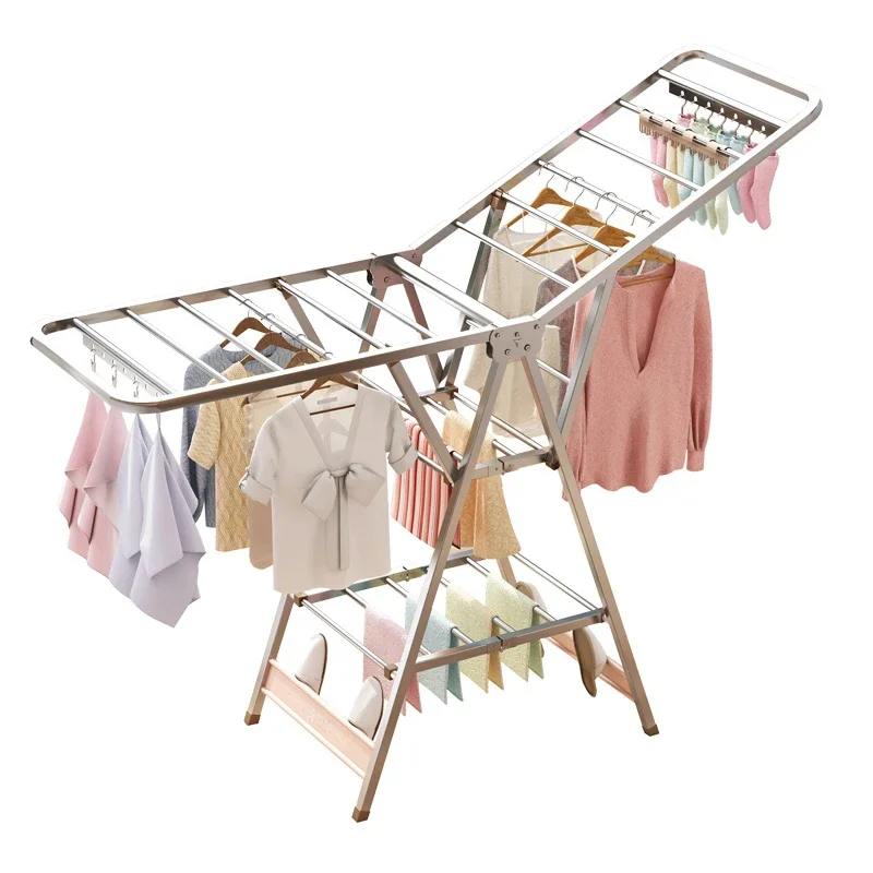 

304 stainless steel drying rack 170CM floor destacking household balcony drying quilt rack can shrink outdoor clothes rack