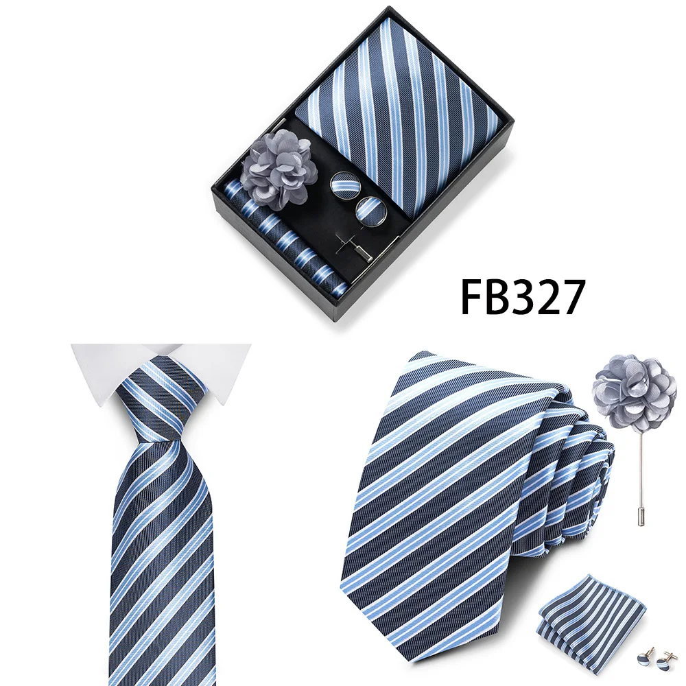 Luxuriöse Mode-Geschenkbox für Herren, 8 cm, Krawatten-Sets, Krawatte, Taschentuch, Manschettenknöpfe, Clip-Brosche-Set, goldener Druck, passend für Hochzeit – Detail 10