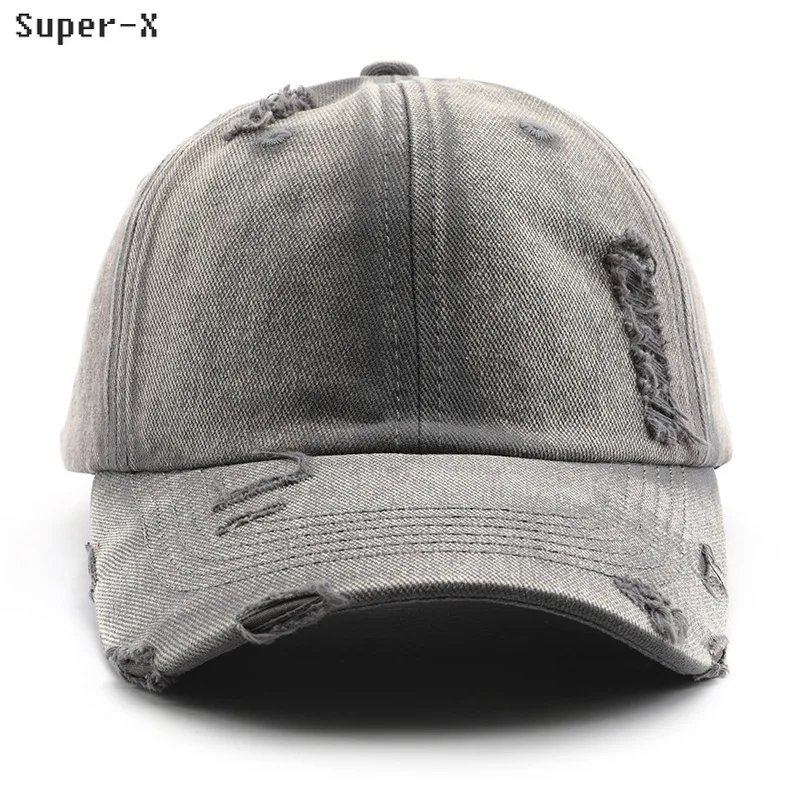 

Vintage Distressed Baseball Cap Denim Unisex Style Ripped Washed Cotton Trucker Hats Men Women Caps