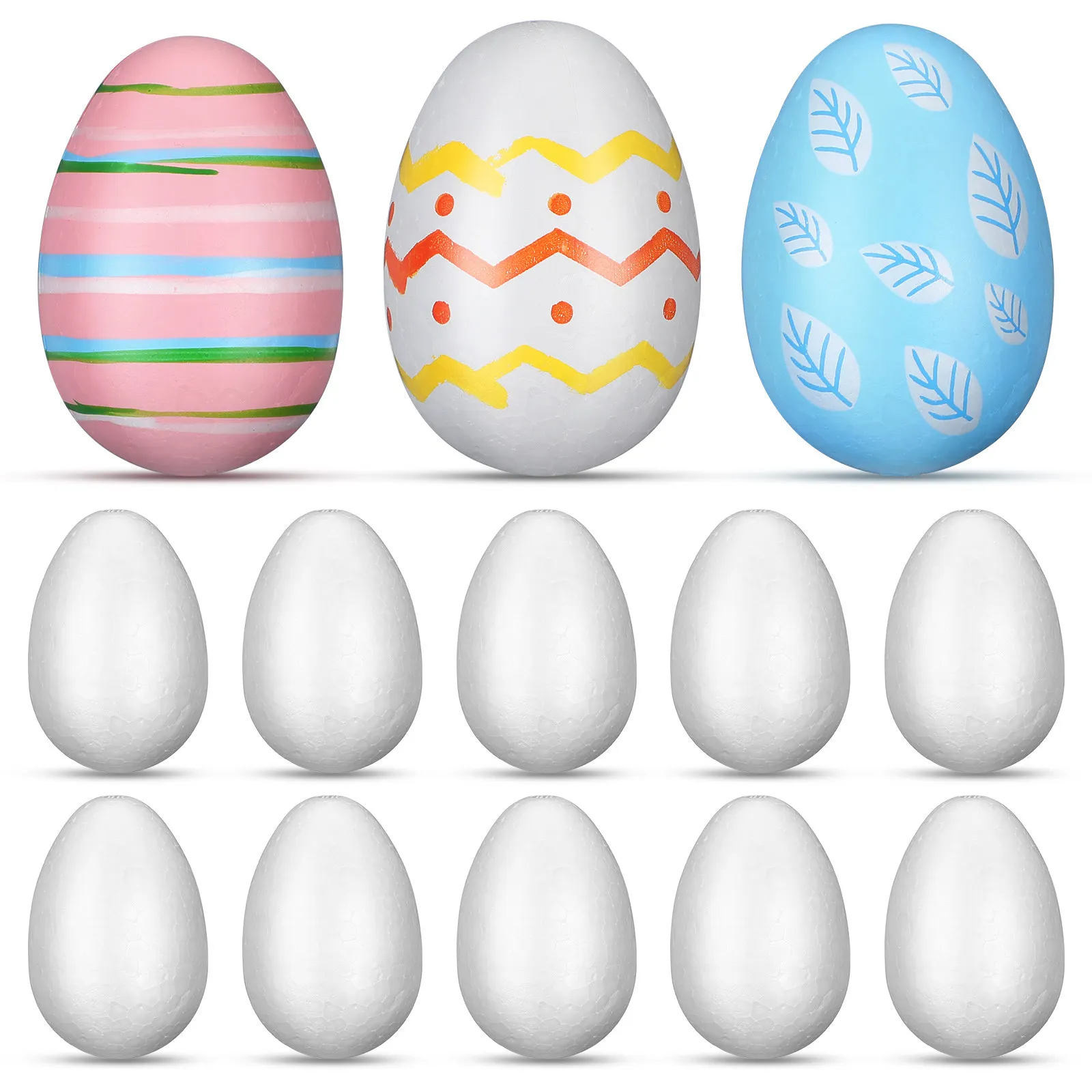 50Pcs White Foam Easter Eggs Lightweight DIY Craft Eggs for Painting Decorating Modeling Festive Home Decor Simulation Ornaments