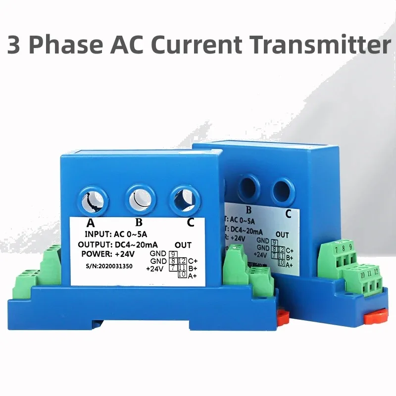 Three-phase AC Current Transmitter 4-20mA 0-10V RS485 Power Sensor Module Perforation