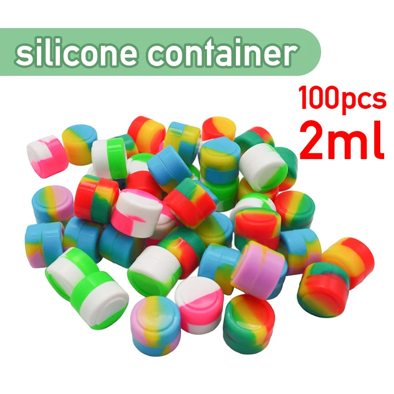 100Pcs 2ML Nonstick Silicone Container Non-stick Oil Wax Storage Box Silicone Jar Travel Face Cream Liquid Ointment Container