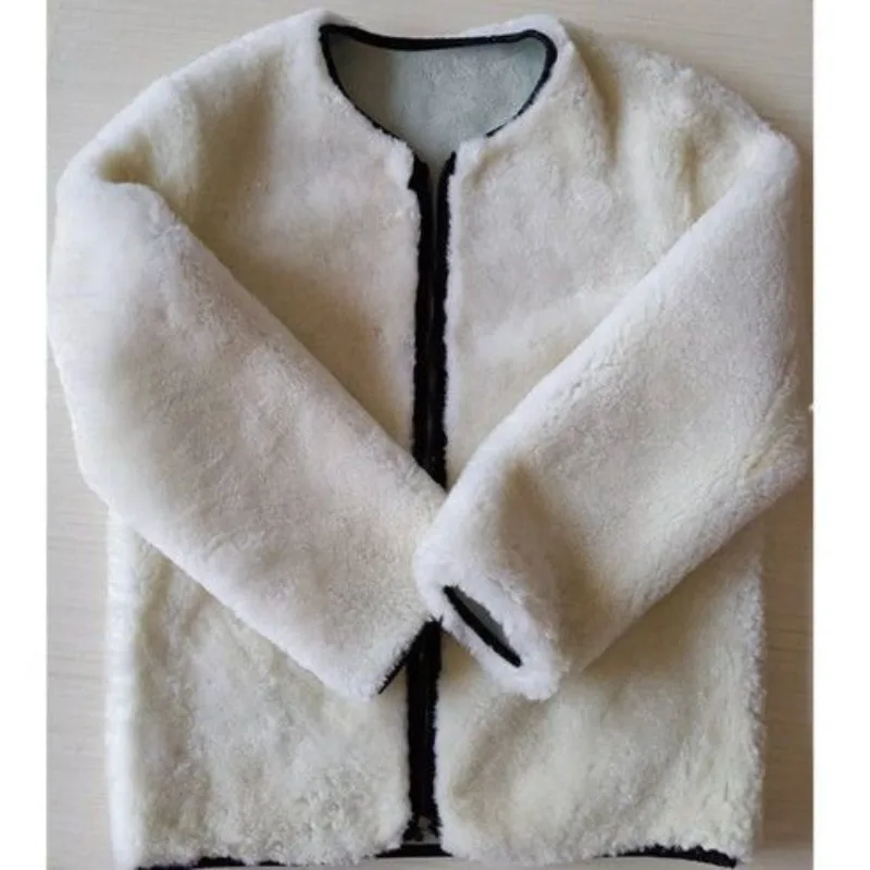 

Integrated Fur and Leather Sheepskin Coat Genuine Leather Whole Leather Jacket Original Ecology Baseball Collar Unisex Parka