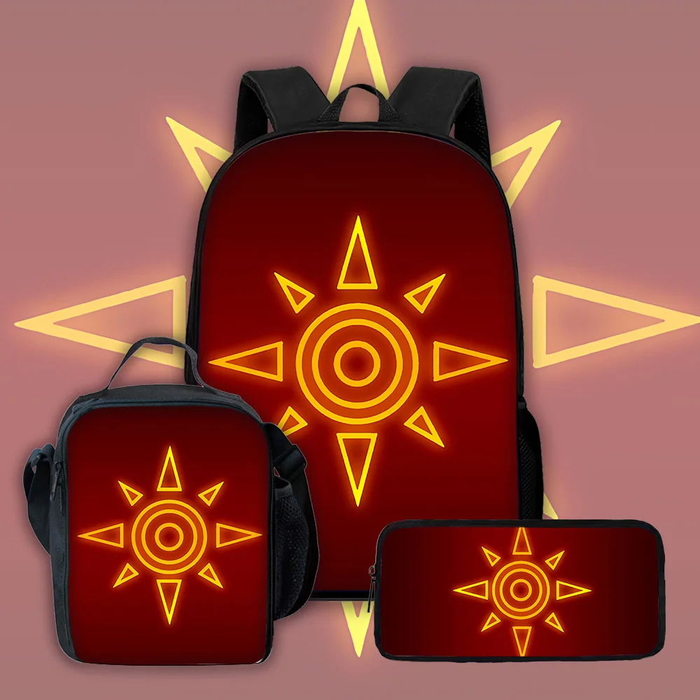 Cartoon Digimon Child School Backpack with Lunch Bags ,Pencil Bags ,School Bags for Boys Girls Best Gift