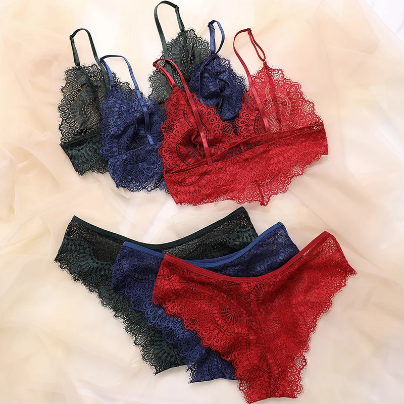 Women Sexy Lingerie Set Two Piece Floral Embroidery Transparent Bralette  Low Waist Panties Briefs Set Underwear Intimates - AliExpress 200574005