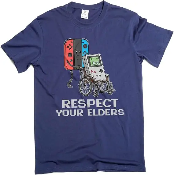 Lustiges Video-Gaming-T-Shirt für Männer, klassisches Gamer-T-Shirt, Respektiere deine Älteren, Gaming-T-Shirt, Y2k, weiches, bequemes Baumwoll-T-Shirt mit Spruch, Neuheit-Top – Detail 8