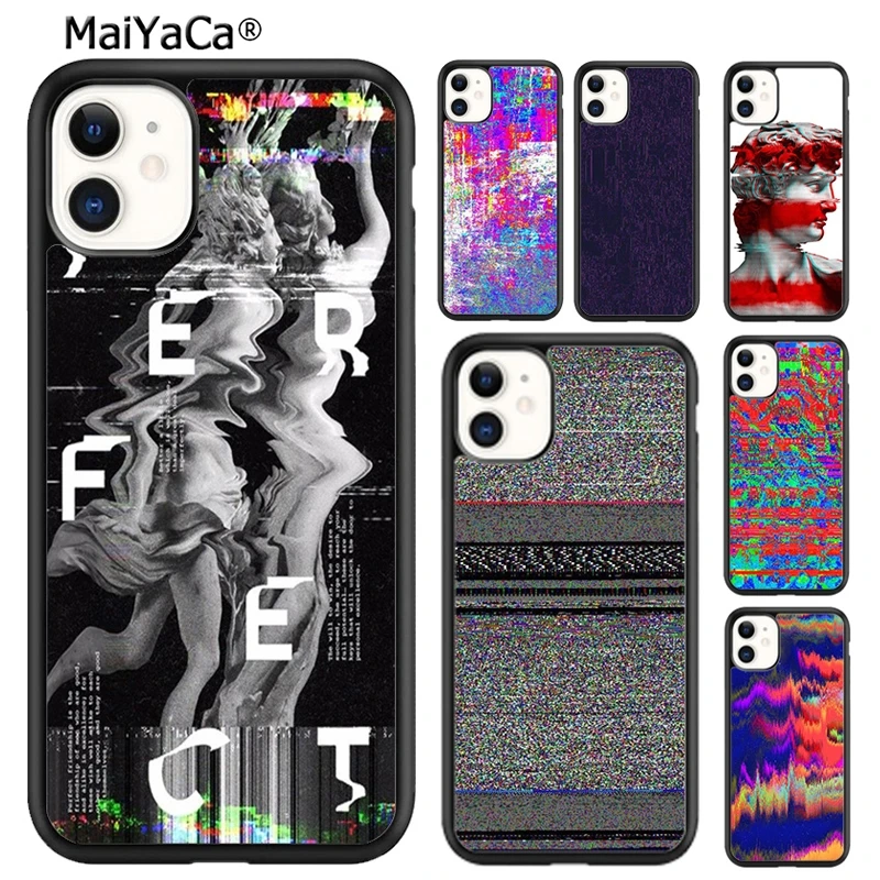 MaiYaCa Abstract Glitch Art Phone Case For iPhone 16 15 14 plus XR XS 11 12 13 pro max Shell Cover coque