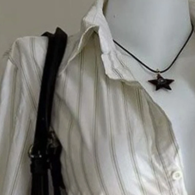 ใหม่Streakพิมพ์สบายๆY2kเสื้อผู้หญิงสุนทรียศาสตร์แฟชั่นแขนยาวเสื้อยืดฤดูร้อนVINTAGE Streetwearเสื้อบาง 2025