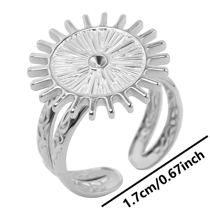 6pcs/lot Various Steel Color Rings Star Sun Feather Leaf Stainless Steel Rings No Fade Jewelry For Women Girls Accessories Gifts