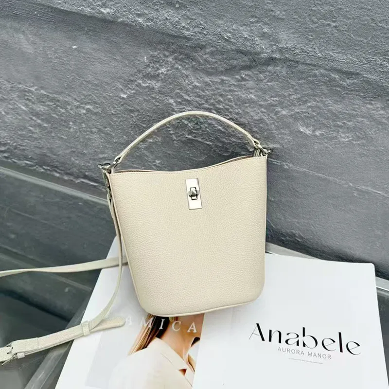 

Bucket Bag Large Capacity Women's Bag Lychee Pattern Mother and Child Bag Versatile Handbag Commuter Messenger