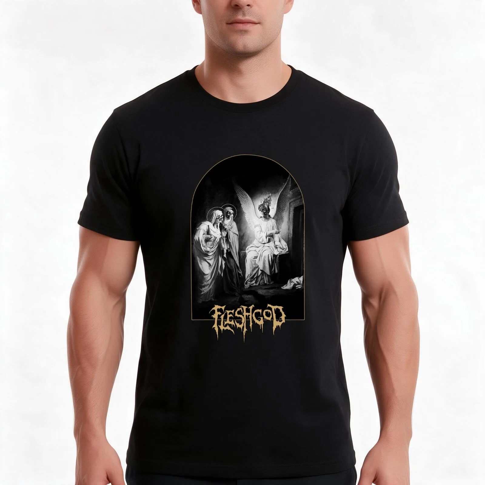 FLESHGOD - ANGEL TOXIC T-Shirt, Summer Casual Cotton Tee, Oversized Streetwear Tops, Vintage Graphic Print, Unisex Men Women