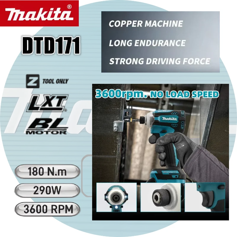 

Makita Original DTD171 Impact Driver Cordless Brushless Electric Screwdriver Rechargable Drill Driver Makita Power Tool 18V