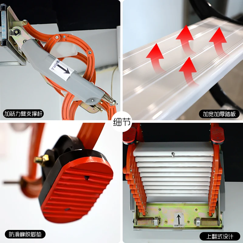 Установка от двери до двери для дома, чердак, телескопическая лестница, настенная подвесная складная лестница, отсек, подвесной магазин, усадка