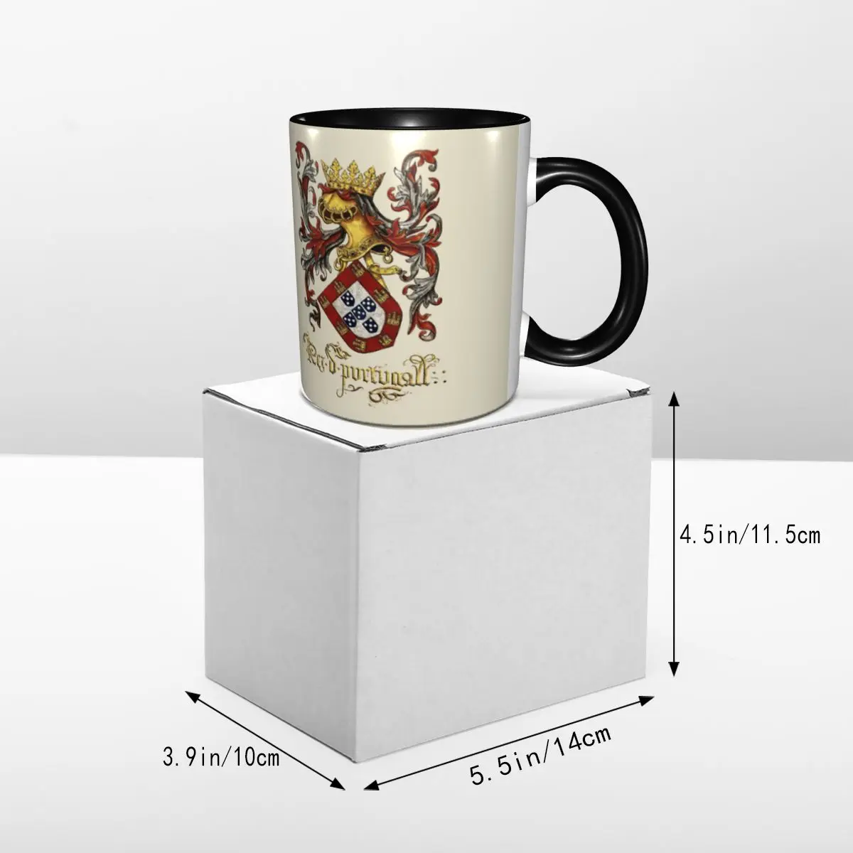 DIY الأسلحة من ملك البرتغال أكواب السيراميك شخصية Livro do Armeiro-Mor فنجان القهوة هدية الإبداعية