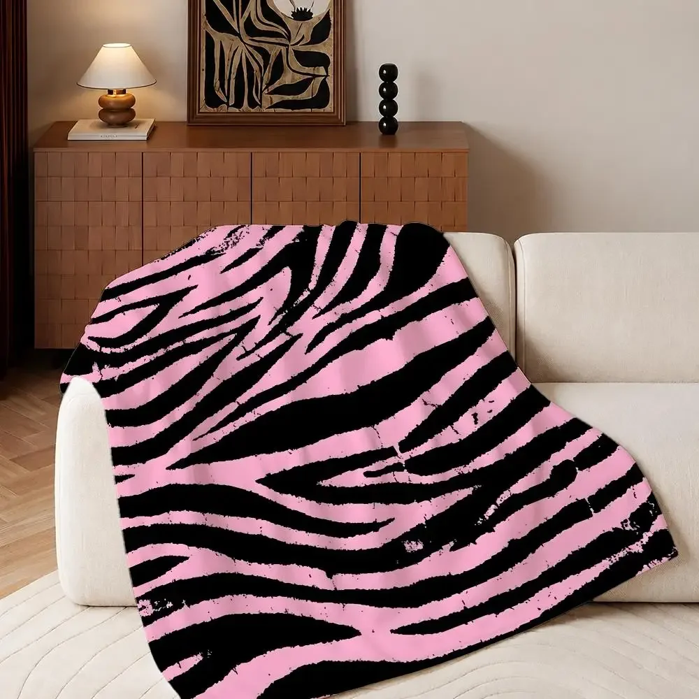 Pattern zebra pattern Throw Plush Flannel Throw Blanket, Sofa Bed Travel Picnic Home Textile Decor