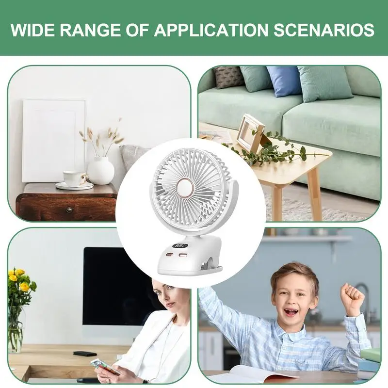 USB Desk Fan Personal Desk Fans Rechargeable Small Fan For Desk Portable Fan With Night Light And5 Wind Speeds For Home Office