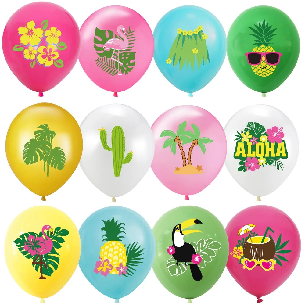 5/10/20 piezas decoración de globos de fiesta hawaiana 12 ''aguña coco flamenco globo de látex verano playa fiesta de cumpleaños boda Suppli