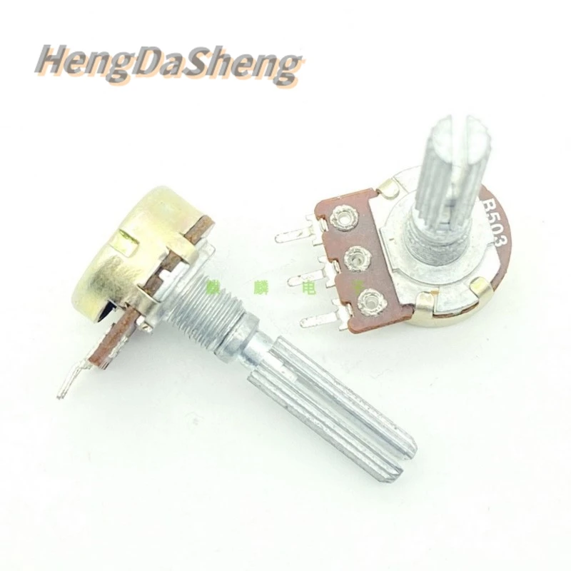 5Pcs/Lot 16 Type B50K 3-pin Single Potentiometer Power Amplifier Speaker Volume Control Adjustable Resistor B503 Handle 30mm