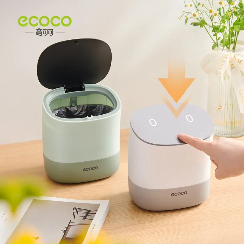 ECOCO Mini Trash Can Office Supplies Small Dustbins Household Sundries Barrel Box Waste Bins Home Desktop Garbage Basket Plastic