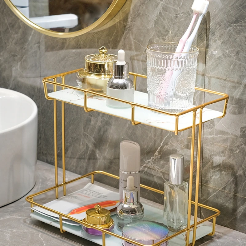 

Light luxury washstand, cosmetics shelf, toilet, bathroom, toilet, washbasin, light luxury tabletop, double-layer storage