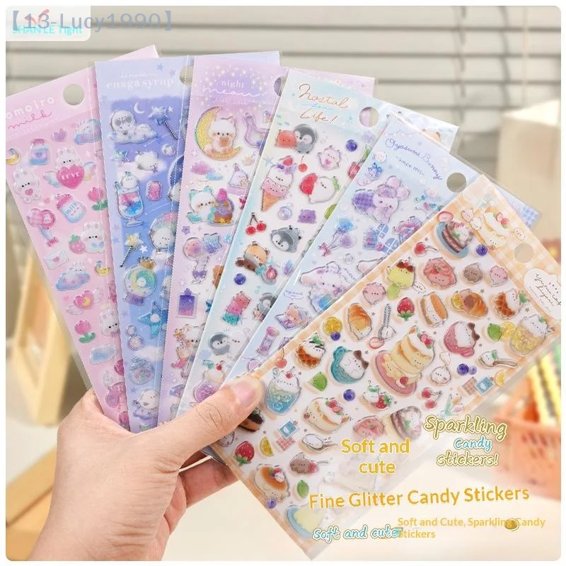 

【CCA13】1/2 Sheets Scrapbooking DIY Journaling Cute Stationery Diary Decals Candy Color Animals Flash Decor Stickers Gift